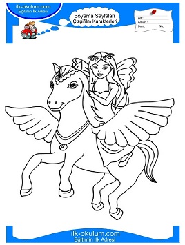 Çocuklar İçin Barbie Pegasus Boyama Sayfaları 